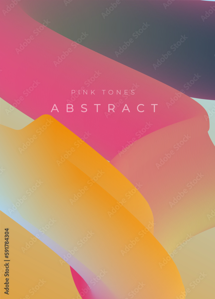 Wall mural trendy design template with fluid liquid wavy shapes. vector abstract gradient backgrounds with pink