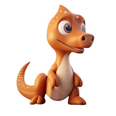 Naklejka premium 3d icon cute Dino Funny green Dinosaur baby illustration in cartoon style on Isolated Transparent png background. Generative ai