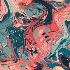 Abstract Hand Drawing Painting. Digital Painting Marble Textured Liquid. Fluid Wavy. Seamless Fluid Pattern. Tie Dye Batik Background. Generative Ai.
