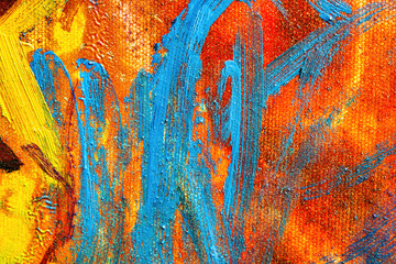 Colorful abstract oil painting art background. Texture of canvas and oil.