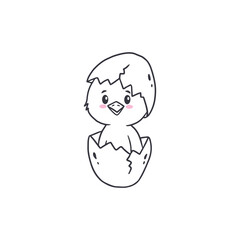 chick hatched from an egg.Easter chick.Doodle.Vector illustration
