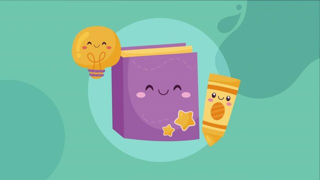 text book library kawaii animation