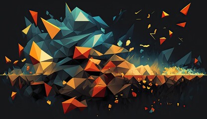 Generative Ai. Low poly abstract geometric pattern art. Can be used for graphic design. Illustration.