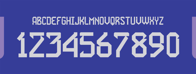 font vector argentina away 2022 world cup, font football sports style letters and numbers for soccer team, font messi and argentina. © BELL Art