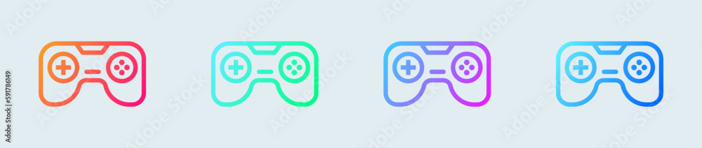 Poster joystick line icon in gradient colors. game controller signs vector illustration.