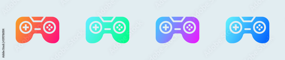 Poster joystick solid icon in gradient colors. game controller signs vector illustration.