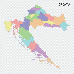 Isolated colored map of Croatia