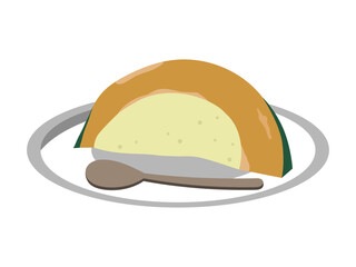 お皿にのったカンボジアの名物、かぼちゃプリン