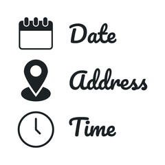 Date, Time, Address or Place Icons Symbol