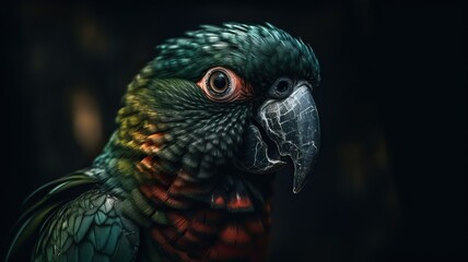 Fototapeta premium Generative AI. Realistic Parrot bird. Can be used for decoration. Graphic Art Illustration.