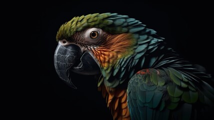 Fototapeta premium Generative AI. Realistic Parrot bird. Can be used for decoration. Graphic Art Illustration.