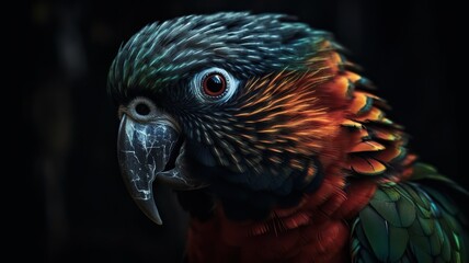 Obraz premium Generative AI. Realistic Parrot bird. Can be used for decoration. Graphic Art Illustration.