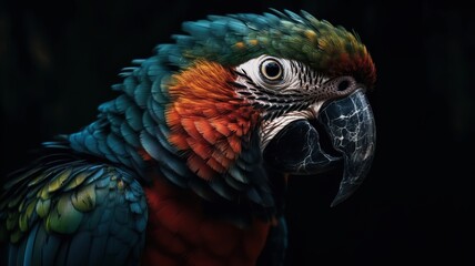 Fototapeta premium Generative AI. Realistic Parrot bird. Can be used for decoration. Graphic Art Illustration.