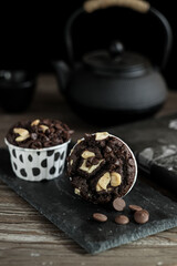 chocolate cup cake on the table
