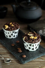 chocolate cup cake on the table
