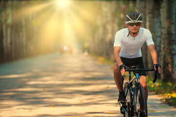 Young people in outdoor cycling