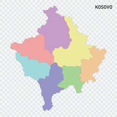 Isolated colored map of Kosovo