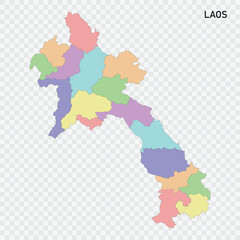 Isolated colored map of Laos