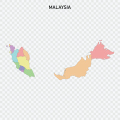 Isolated colored map of Malaysia