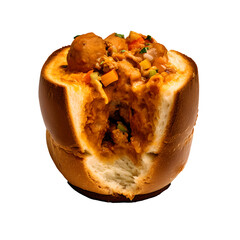 a Bunny Chow curry inside bread Generative AI