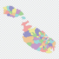 Isolated colored map of Malta