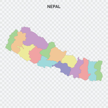 Isolated colored map of Nepal