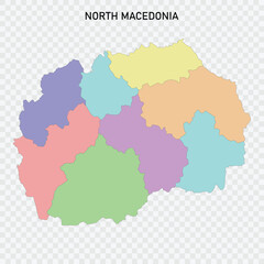 Isolated colored map of North Macedonia