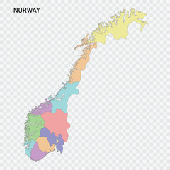 Obraz premium Isolated colored map of Norway