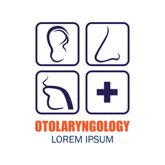 Ear nose throat (ENT) logo for Otolaryngologists clinic concept. vector illustration
