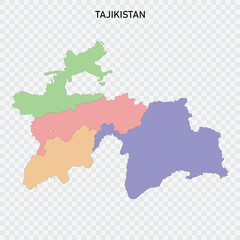 Isolated colored map of Tajikistan