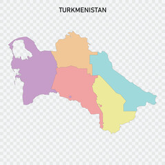 Isolated colored map of Turkmenistan