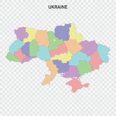 Isolated colored map of Ukraine