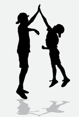 Two brothers have five silhouette vector illustration