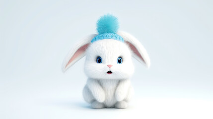 Fototapeta na wymiar Illustration of baby bunny rabbit in a winter environment wearing warm clothes. Generative AI