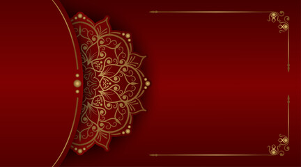 red luxury background, with gold mandala ornament