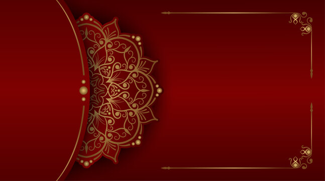 red luxury background, with gold mandala ornament
