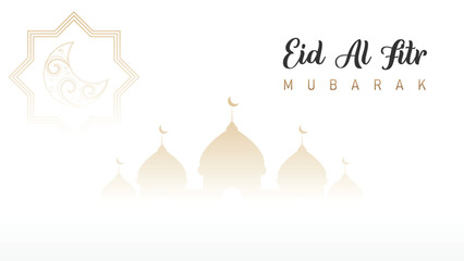 Islamic design template with a modern minimalist white theme for Eid al-Fitr celebrations with clean and clear visuals