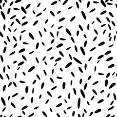 Hipster polka dot black and white seamless pattern. Vector irregular abstract texture with random hand drawn spots. - obrazy, fototapety, plakaty
