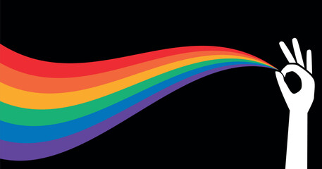 Hand with LGBT flag. Vector illustration. Lgbt symbol, sign. Pride design