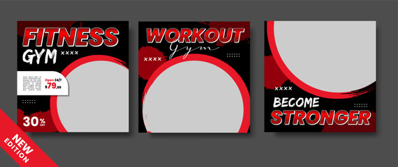 New Edition. Fitness Gym Social media post template