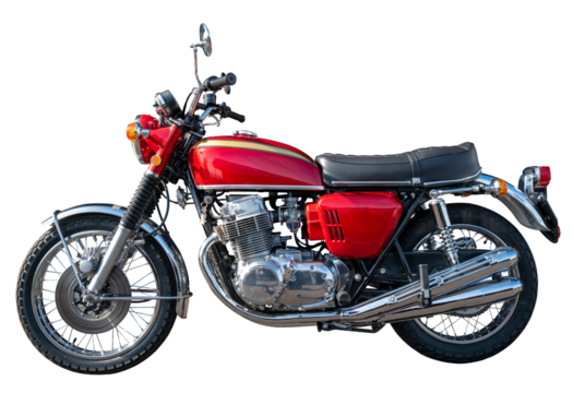 moto japonaise 750 cc année 1970 sur fond transparent,PNG