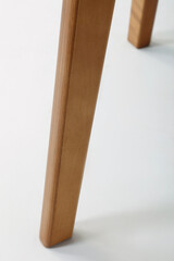 wooden leg table isolated on white background .