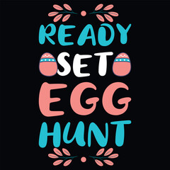 Happy easter egg hunt bunny typography tshirt design 