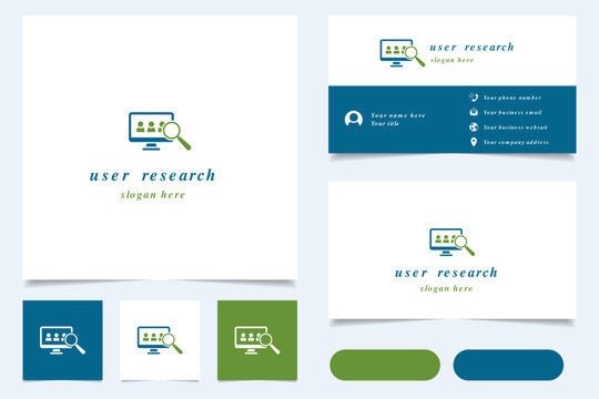 User research logo design with editable slogan. Branding book and business card template.