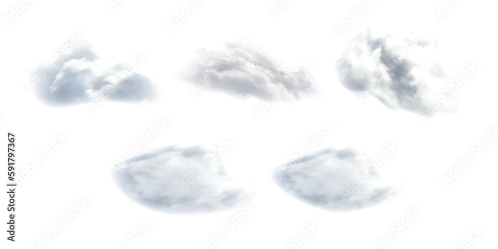 Wall mural realistic isolated cloud on transparent background. vector set of realistic isolated fluffy cloud. i