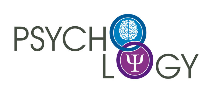 Symbol of Psychology with brain and letter psi, Icon for mindfulness, yoga, and mental health.