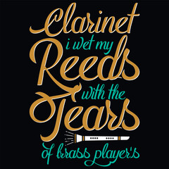 Clarinets typography tshirt design 