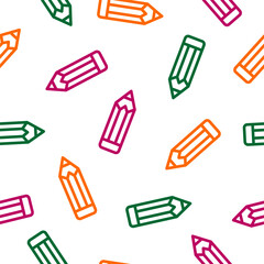 Seamless pattern with colorful outline pencil