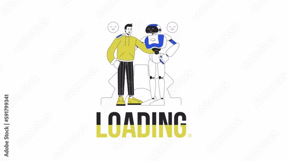 Fototapete hybrid intelligence loader animation. ai human augmentation. flash message 4k video footage. isolate