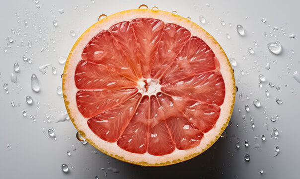 Grapefruits with water drops on a white background Generative AI